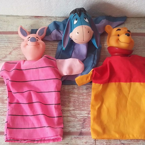 3 Plush Puppet Gloves Used, Winnie the Pooh Friends
