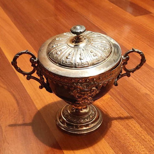 Decorative vessel used with glass interior and lid