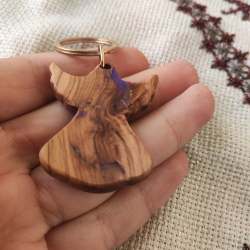 Wooden angel keychain