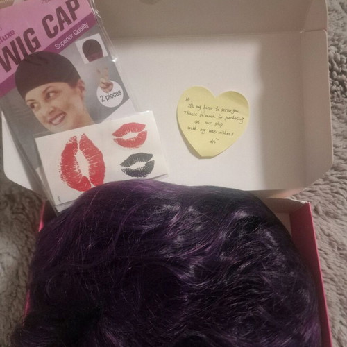 Purple Wavy Wig with Bangs New