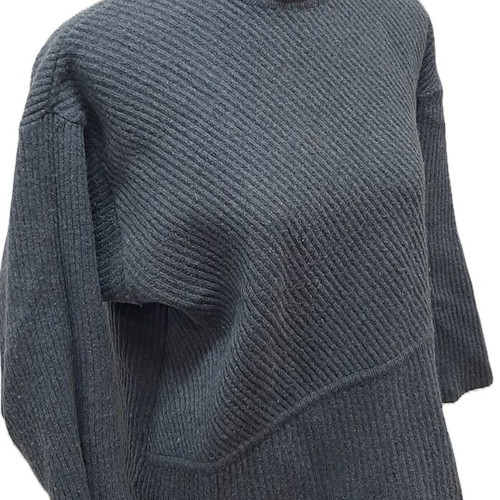 Vintage women's wool turtleneck sweater size L used, gray