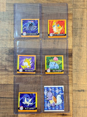 Pokémon vintage stickers lot near mint with Raichu, Ivysaur, Dragonite, Lapras, Tentacruel, Wartortle