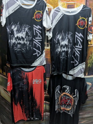 Slayer T-shirt new, polyester, sizes L and XL, multicolor