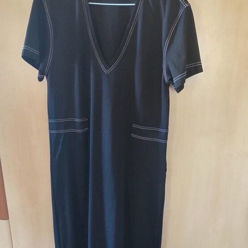 Zara dress dark gray with white stitching like new
