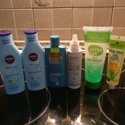 Sunscreens and after sun almost full, like new condition