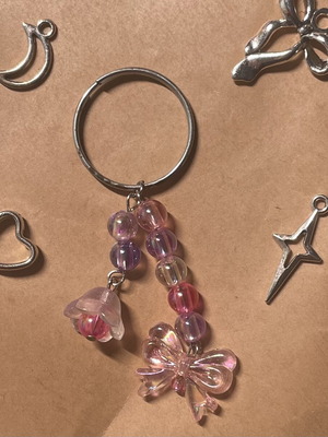 Handmade silver keychain with pink and purple shades