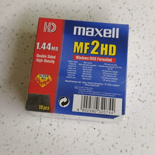 Maxell MF2HD 3.5 Inch Floppy Disks 1.44MB Pack of 10 New
