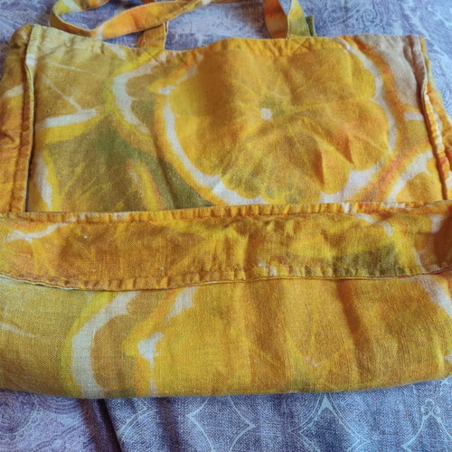 Zara tote bag lemon print fabric like new