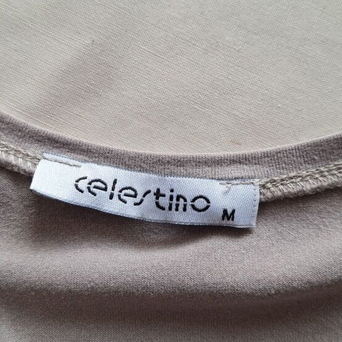 Celestino Medium Short Sleeve Top Taupe Cotton Scoop Neck Blouse like new