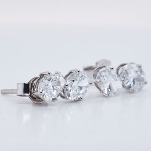 Diamond earrings certified, 14k white gold, 2.23 CT total