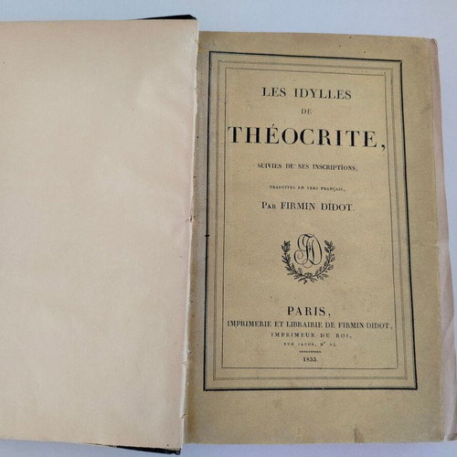 Les Idylles De Theocrite Bilingual Greek-French Book used 1833