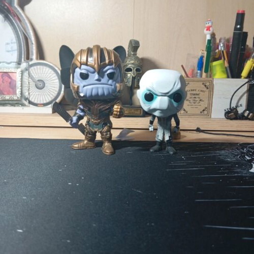 Thanos and Ebony Maw Funko Pop figures used
