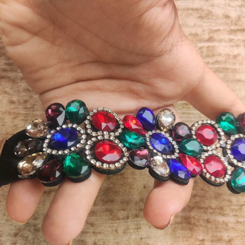 Glamorous bracelet with multicolored crystals and rhinestones