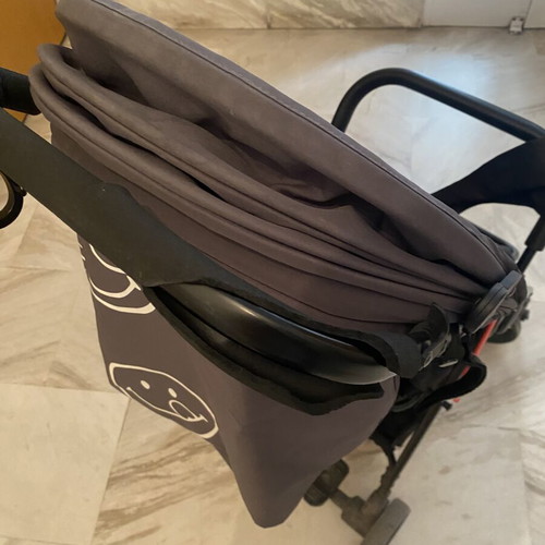 Moni baby stroller used, foldable, black/grey with designs
