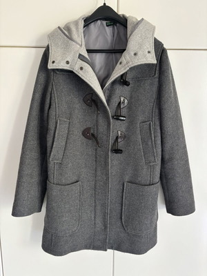 Benetton Montgomery coat, grey, size M