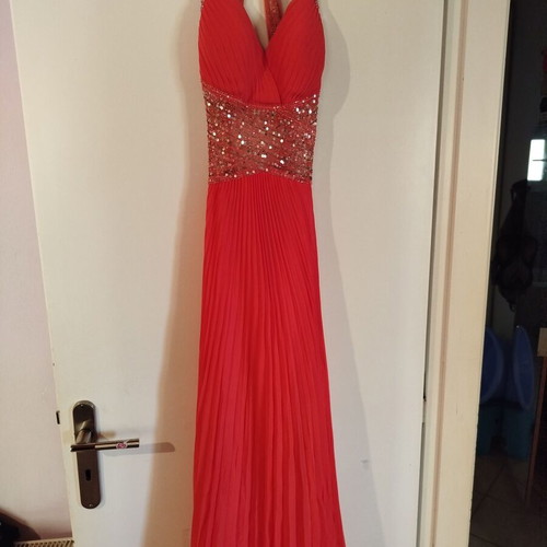 Mikael coral dress like new with embroidered beads, size M