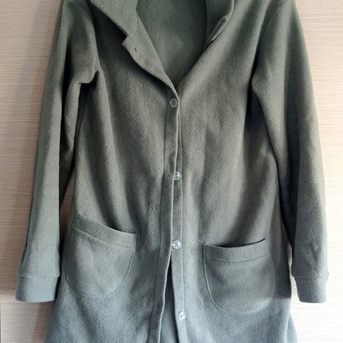 Long fleece jacket used, olive green, size L