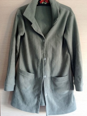 Μακρυά fleece ζακέτα μεταχειρισμένη, λαδί, μέγεθος L