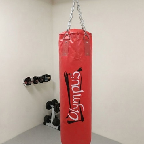 Olympus red punching bag with chains
