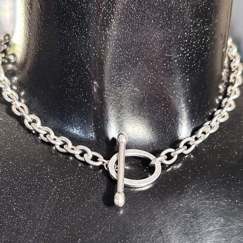 Vintage Folli Follie silver chunky chain necklace with heart like new