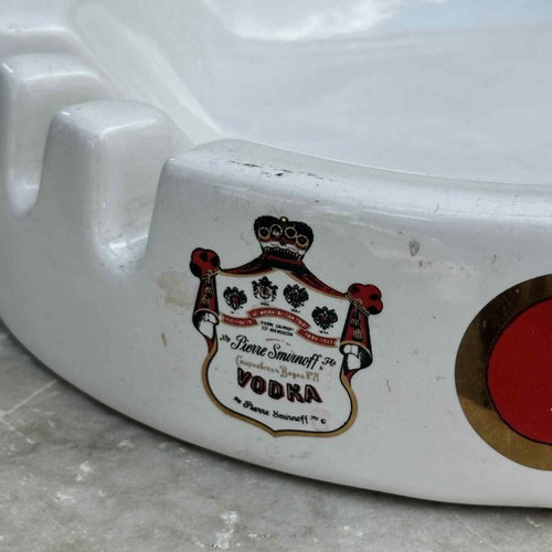 Smirnoff porcelain ashtray used, vintage collectible from Great Britain