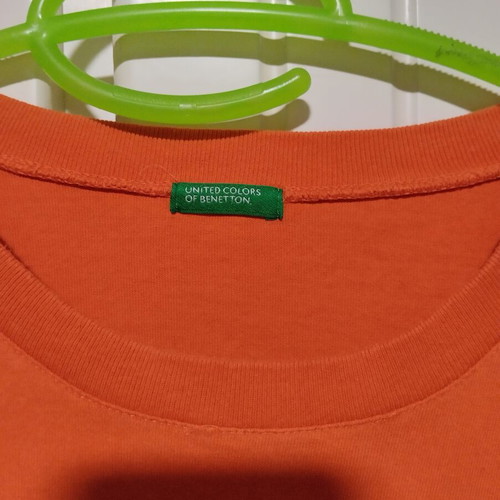 Benetton men's orange long sleeve shirt large used