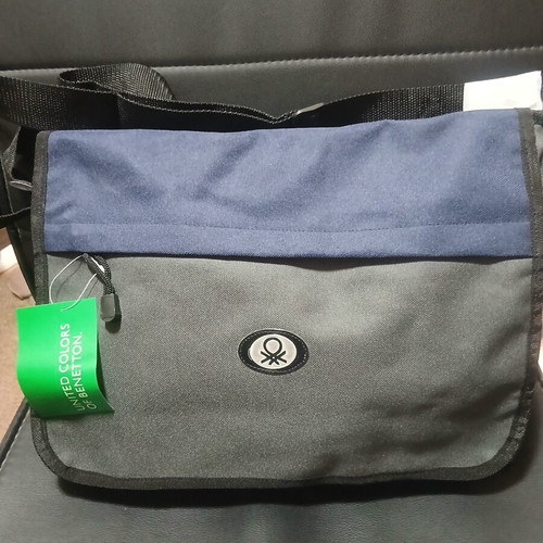 Benetton laptop or document bag new, blue-gray