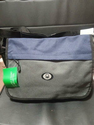 Benetton laptop or document bag new, blue-gray