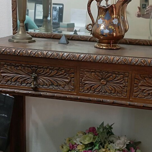 Wooden antique furniture with mirror and hand-carved drawers like new, Egypt