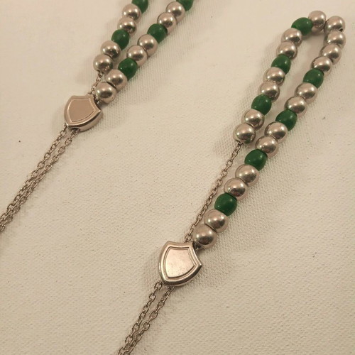 Collectible Kompologia Agrotiki Trapeza ATE 22 cm new, green with silver beads