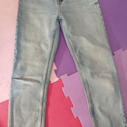 Denim jeans used, light blue straight cropped, size XS