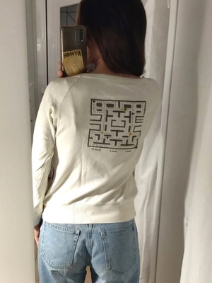 Retro sweatshirt with Pacman design used, white multicolor
