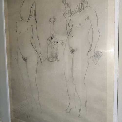 Pavlos Moschidis drawing used, signed, 50x70 cm