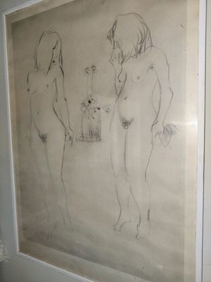 Pavlos Moschidis drawing used, signed, 50x70 cm