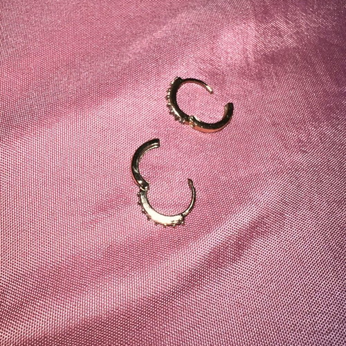 Hoop earrings set of 2 in gold, like new, one with rhinestones