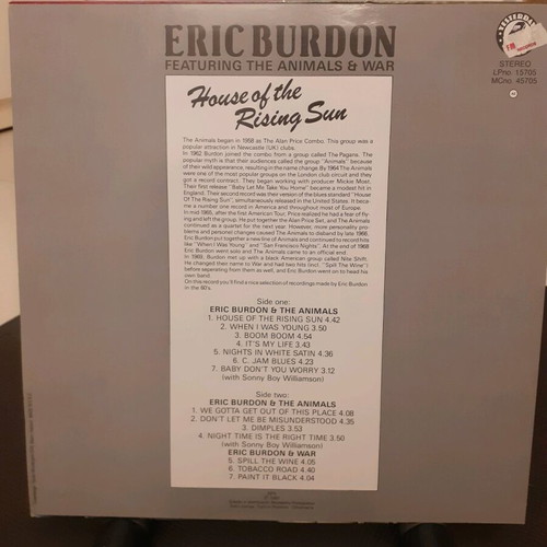 Eric Burdon vinyl used, rock