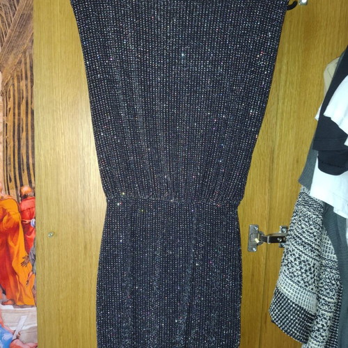 Bershka evening dress, black and silver, XS
