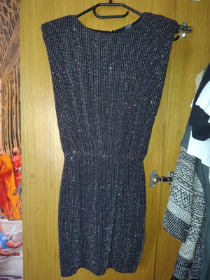 Bershka evening dress, black and silver, XS