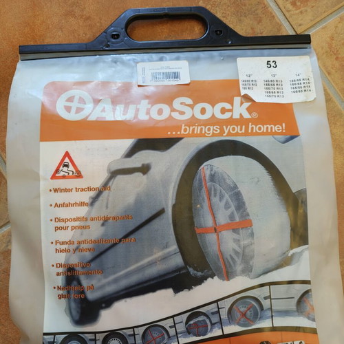 Snow socks for car wheels, unused, with safety triangle gift