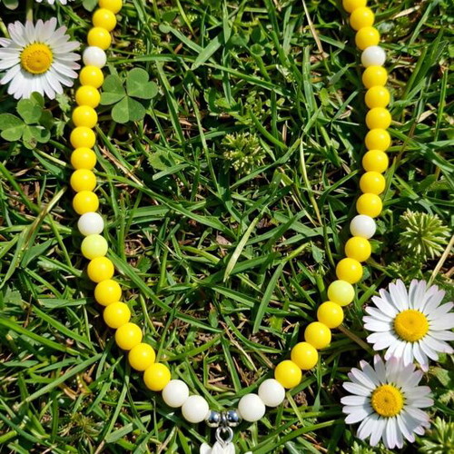 Beaded necklace yellow for spring and summer, new