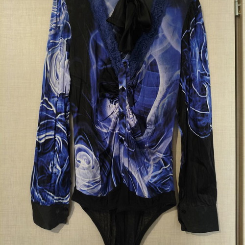 Class Roberto Cavalli Silk Women's Bodysuit S/M new, black and blue