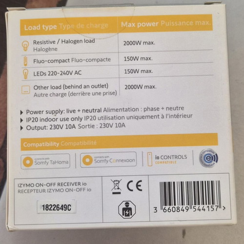 Somfy Izymo On-Off Receiver io smart micro-module like new