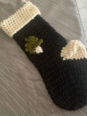 Χριστουγεννιάτικη πλεκτή κάλτσα χειροποίητη με βελονάκι 40εκ ύψος 14εκ πλάτος