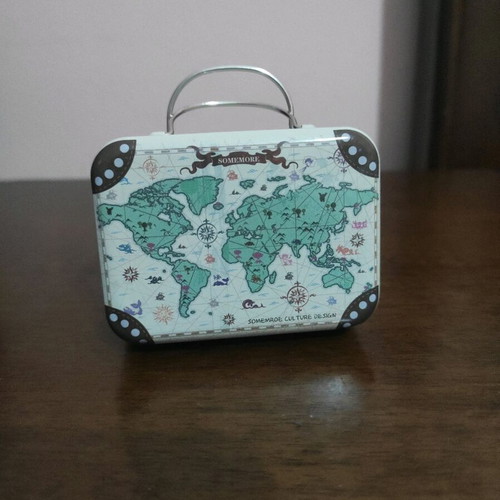 Metal decorative storage box like new with world map design