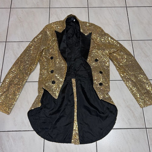 Gold tailcoat with sequins used, size S