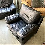  Δερματινος καναπές και πολυθρόνα σετ