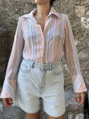 Promod striped blouse with flared sleeves, 100% viscose, size L
