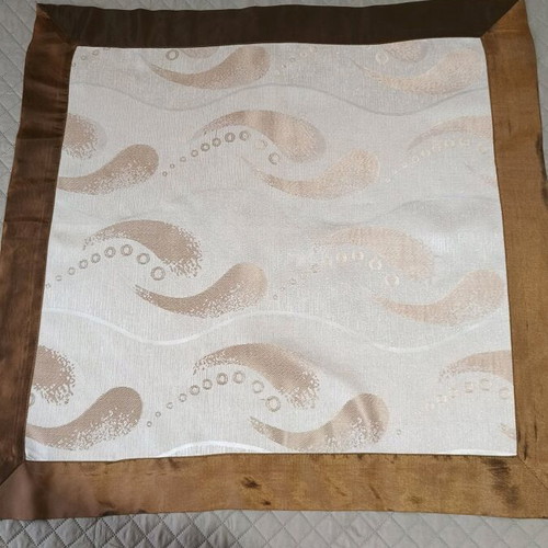 Silk scarf beige with brown satin trim like new