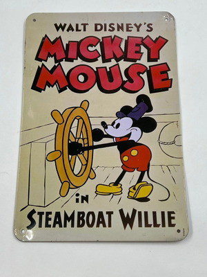 Metal decorative sign Walt Disney's Mickey Mouse Steamboat Willie used