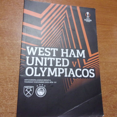Official programme West Ham vs Olympiakos used 9/11/2023